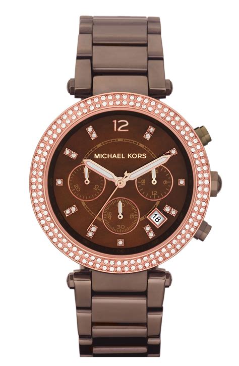 brown michael kors watch women'|Michael Kors chronograph ladies watch.